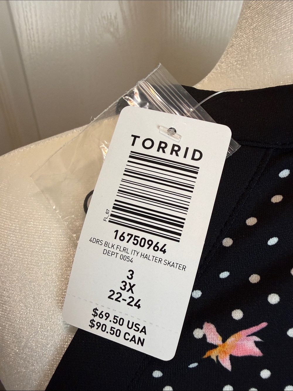 New Torrid Black Floral Halter Skater Dress sz 3X - Picture 5 of 6